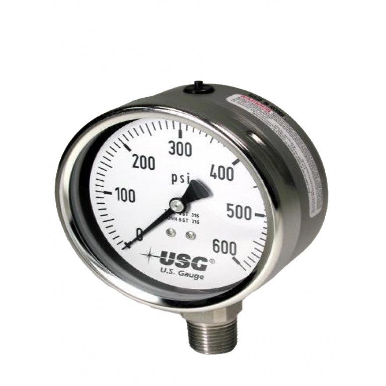 Манометр US Gauge Model 656, заполненный жидкостью